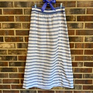 J Jill Striped Linen Button Skirt